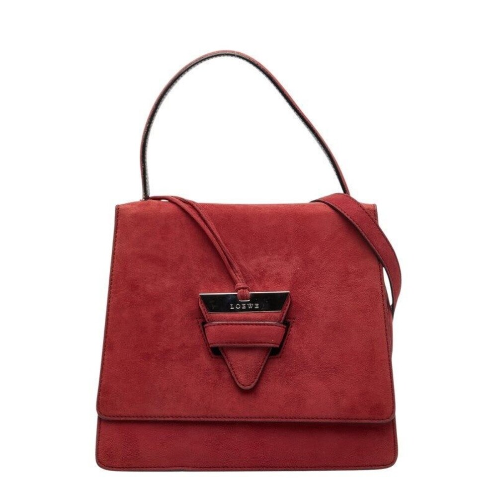 Loewe Barcelona Suede Shoulder Bag Red